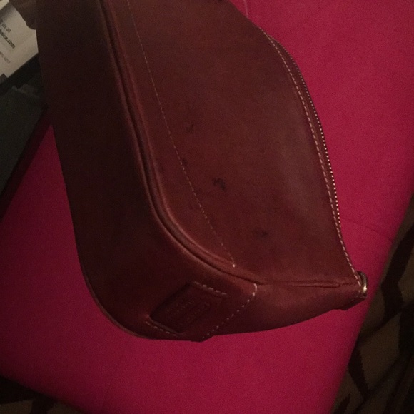 Small Brown Leather Coach Purse with Logo Dangle - Picture 7 of 8